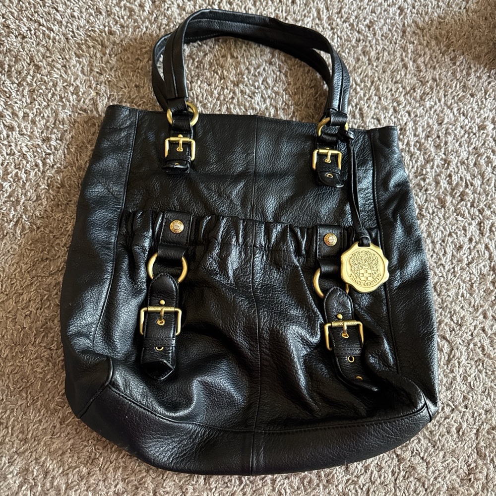Vince Camuto Black and Gold Shoulder Bag with Slouchy Design